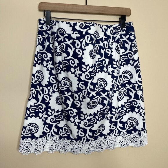 Talbots‎ Floral Cotton A Line Skirt Size 8 Modest Classic Vacation Coastal NWT - Picture 6 of 8